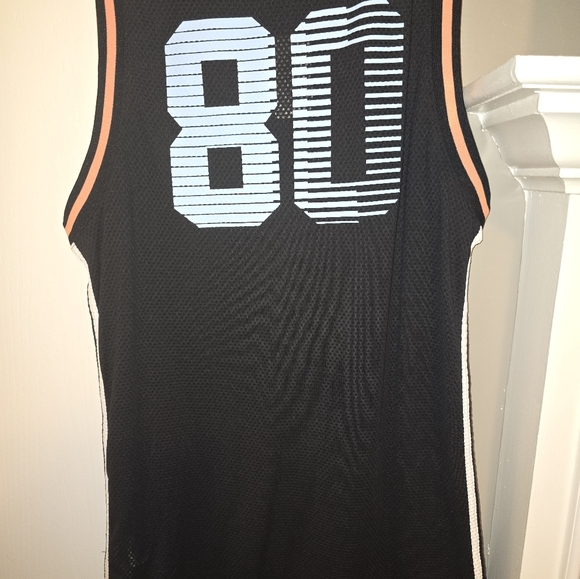 Forever 21 Women's size M Black Basketball Jersey Mini Tank Dress Mesh NYC 80 - Picture 2 of 6